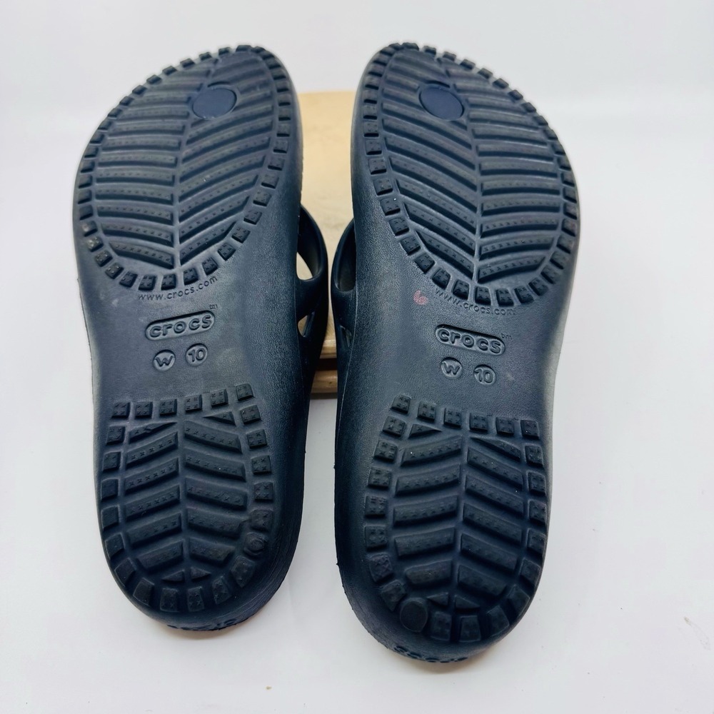 Crocs Kadee II Flip Flops Womens 10 Black Comfort Slip-On Summer Sandals thong - Picture 7 of 8